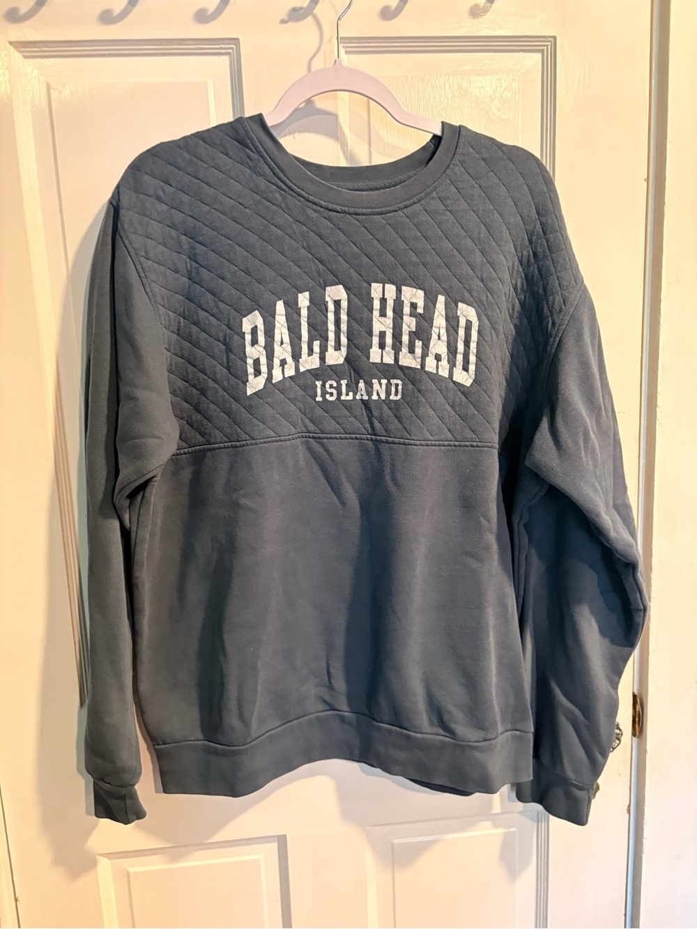 Blue 84 Slate Blue Quilted Crewneck Sweatshirt with Bald Head Island Logo